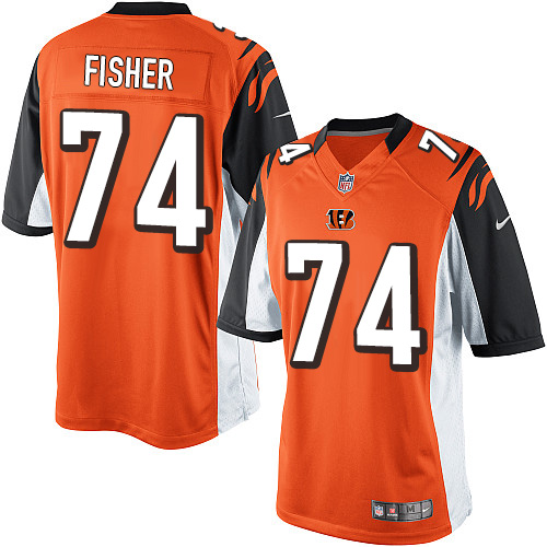 Men's Limited Jake Fisher Nike Jersey Orange Alternate - #74 NFL Cincinnati Bengals